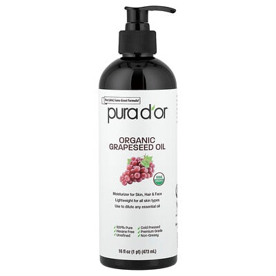 Pura D'or, Ekologisk druvkärneolja, 473 ml