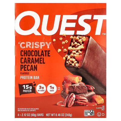 Quest Nutrition, Proteinbar, krispig chokladkaramellpekannöt, 4 barer, 60 g styck