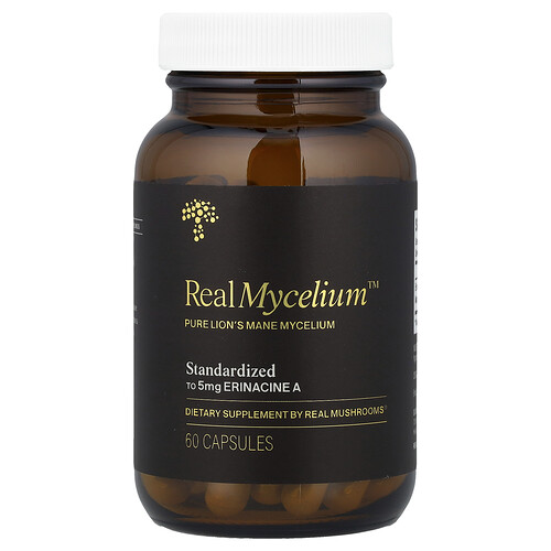 Real Mushrooms, Real Mycelium™, 60 kapslar (2,5 mg per kapsel)