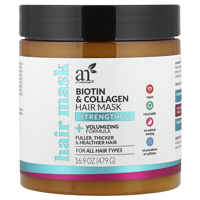 artnaturals, Biotin- och kollagenhårinpackning, för alla hårtyper, 479 g