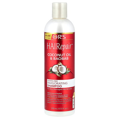 ORS, HAIRepair™, Uppfriskande schampo, För torrt, skadat hår och hårbotten, Kokosolja och baobab, 370 ml
