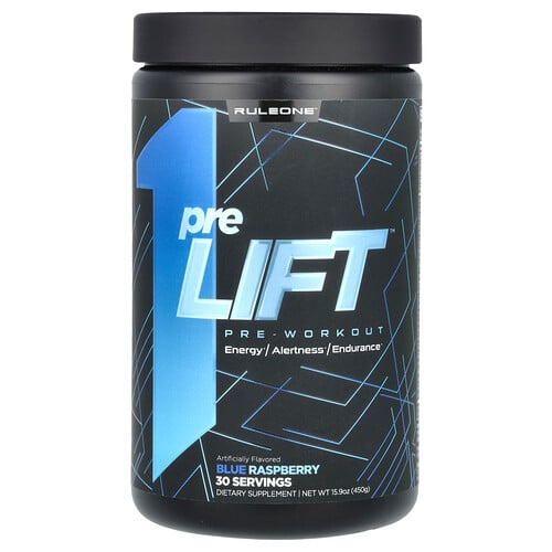 Rule One Proteins, preLIFT, Pre-Workout, Blå Hallon, 450 g