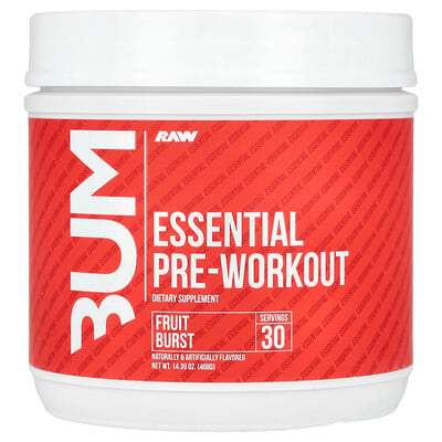 Raw Nutrition, Bum, Essentials Pre-Workout, Fruit Burst, 408 g