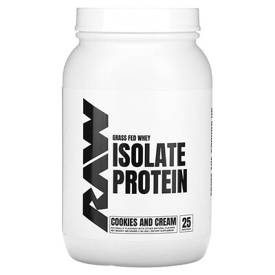 Raw Nutrition, Gräsmatat vassleisolatprotein, kakor och grädde, 900 g (1,98 pund)