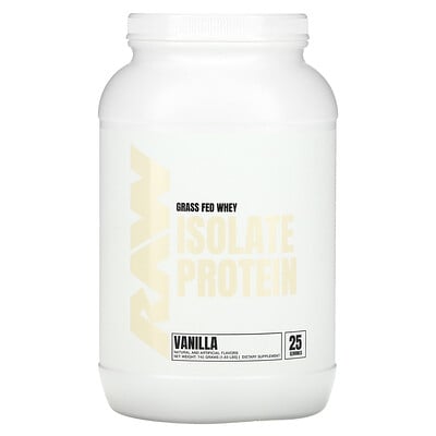 Raw Nutrition, Gräsmatat vassleisolatprotein, vanilj, 740 g (1,63 lb)