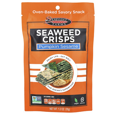 Seapoint Farms, Tångchips, pumpa sesam, 1.2 oz (35 g)