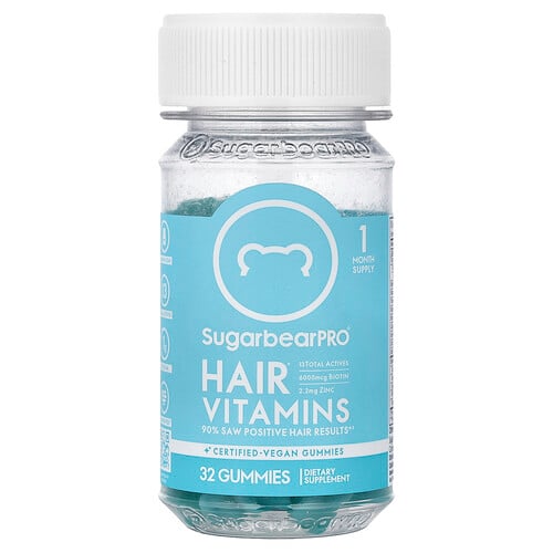 SugarbearPro, Hårvitaminer Gummies, 32 gummies