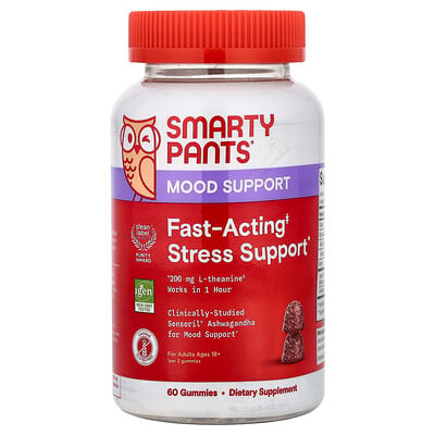 SmartyPants, Snabbverkande stressstöd, blandade bär, 60 gummies