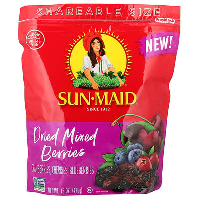 Sun-Maid, Torkade blandade bär, tranbär, körsbär och blåbär, 425 g
