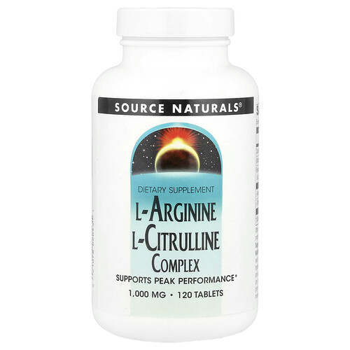 Source Naturals, L-arginin L-citrullinkomplex, 120 tabletter