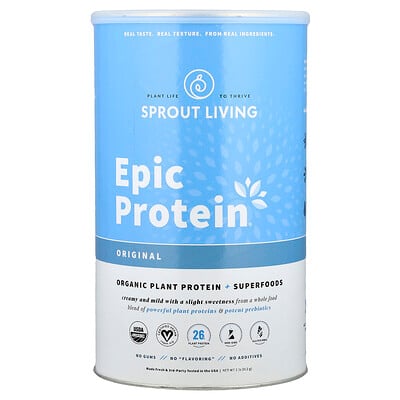 Sprout Living, Epic Protein®, ekologiskt växtprotein + superlivsmedel, original, 912 g