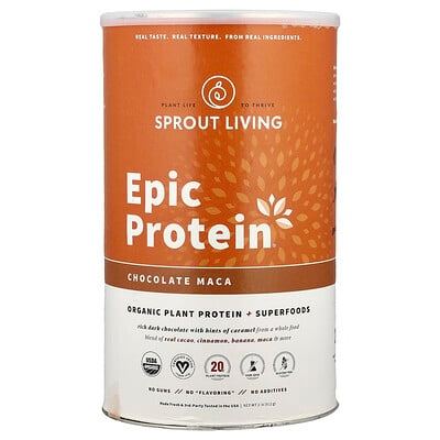 Sprout Living, Epic Protein®, ekologiskt växtprotein + superfoods, choklad maca, 912 g (2 lb)