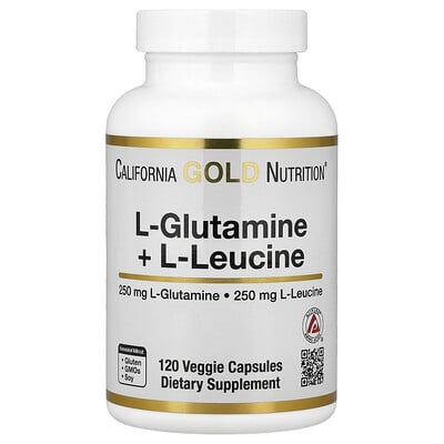 California Gold Nutrition, L-Glutamin + L-Leucin, 120 vegetariska kapslar