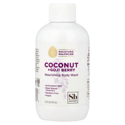 Soapbox, Närande duschkräm, kokosnöt + gojibär, 3,3 fl oz (97 ml)