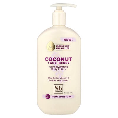 Soapbox, Ultraåterfuktande bodylotion, kokosnöt + gojibär, 473 ml