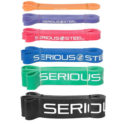 Serious Steel Fitness, 41 tums motståndsband, komplett set, 6 delar