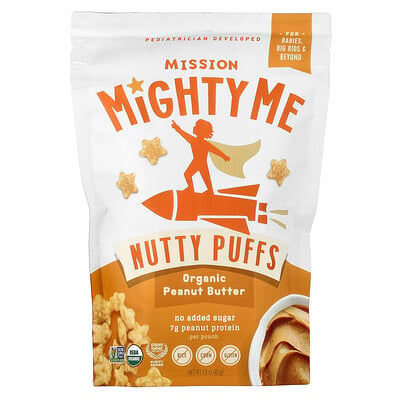 Mission MightyMe, Nutty Puffs, ekologiskt jordnötssmör, 42 g