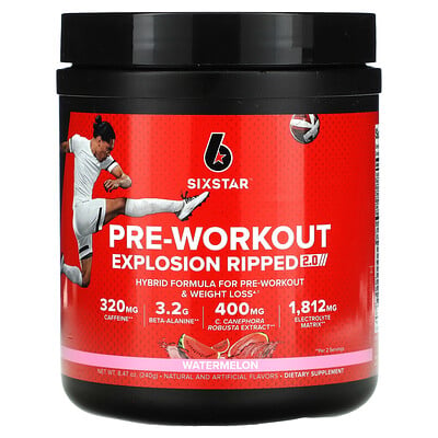 SIXSTAR, Pre-Workout Explosion Ripped 2.0, Vattenmelon, 8.47 oz (240 g)