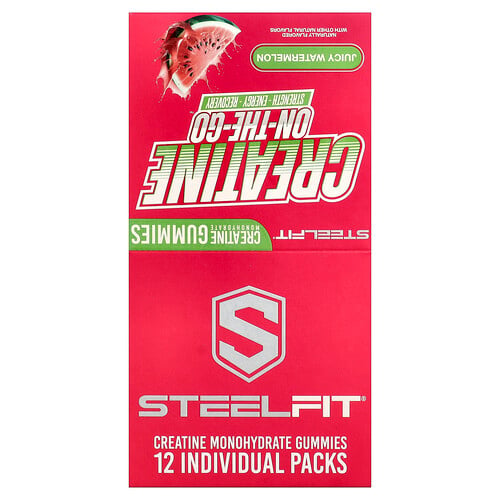 SteelFit, Creatine On-The-Go™, kreatinmonohydratgodis, saftig vattenmelon, 12-pack, 22 g styck SteelFit, Creatine On-The-Go™, kreatinmonohydratgodis, saftig vattenmelon, 12-pack, 22 g styck