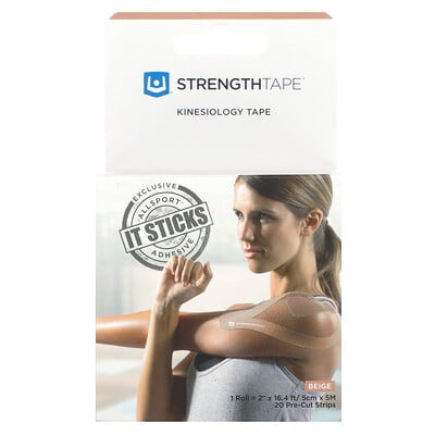 Strengthtape, Kinesiologitejp, beige, 20 förstansade remsor