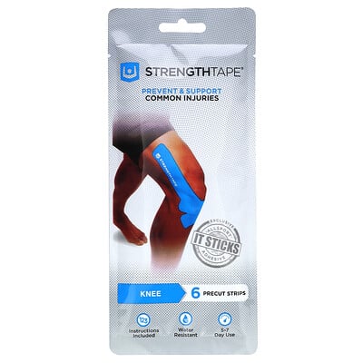 Strengthtape, Kinesiologitejp för knä, 6 färdigskurna remsor