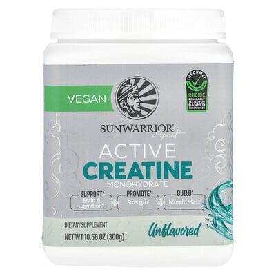 Sunwarrior, Sport, aktivt kreatinmonohydrat, utan smaksättning, 300 g (10.58 oz)