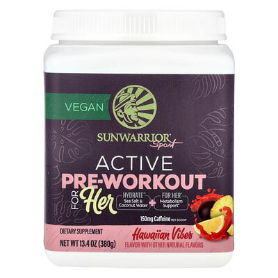 Sunwarrior, Sport, Aktiv pre-workout för henne, Hawaiianska vibbar, 380 g