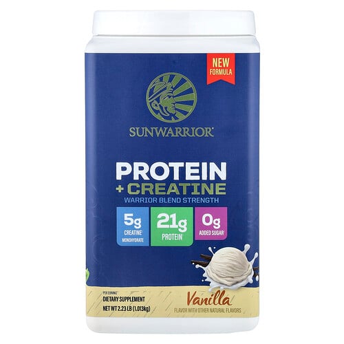 Sunwarrior, Protein + kreatin, vanilj, 1,013 kg