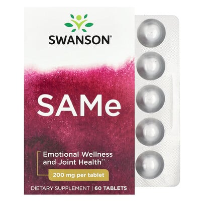 Swanson Vitamins, SAMe, 60 tabletter (200 mg per tablett)