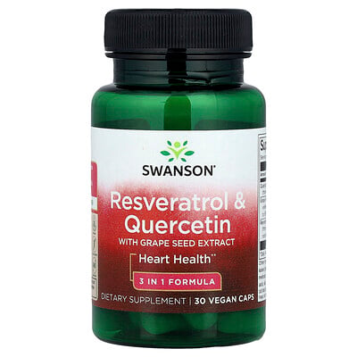 Swanson Vitamins, Resveratrol och Quercetin med druvkärneextrakt, 30 Veggie Caps
