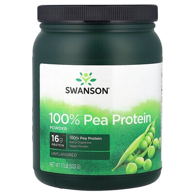 Swanson Vitamins, 100 % ärtproteinpulver, utan smaksättning, 503 g (1,1 lb)