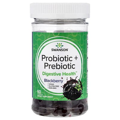 Swanson Vitamins, Probiotiska + Prebiotiska gummibjörnar, björnbär, 60 gummibjörnar