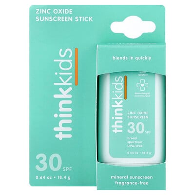 think, Thinkkids®, Zinc Oxide Sunscreen Stick, SPF 30, Fragrance Free, 0.64 oz (18.4 g)