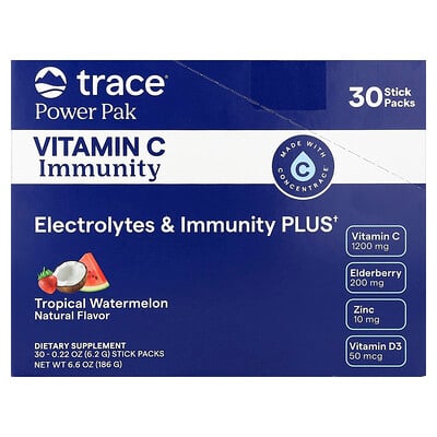 Trace, Power Pak, C-vitamin immunitet, tropisk vattenmelon, 30 stickförpackningar, 6,2 g styck