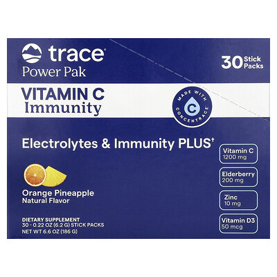 Trace, Power Pak, C-vitamin immunitet, apelsin ananas, 30 stickförpackningar, 6,2 g styck