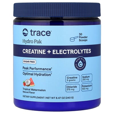 Trace, Hydro Pak, kreatin + elektrolyter, tropisk vattenmelon, 240 g