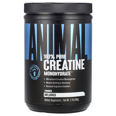 Animal, 100 % rent kreatinmonohydratpulver™, utan smaksättning, 500 g (1,1 lb)