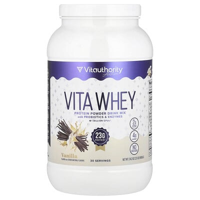 Vitauthority, Active, Vita vassleproteinpulver, vanilj, 969,6 g