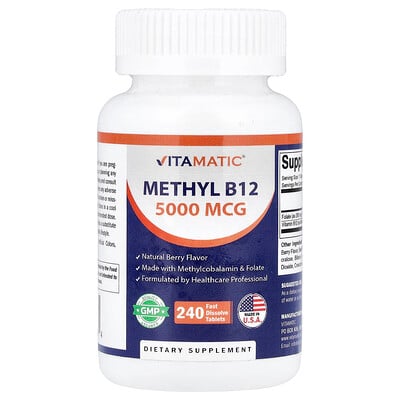 Vitamatic, Metyl B12, naturliga bär, 240 snabblösliga tabletter