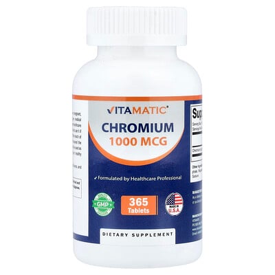 Vitamatic, Krom, 1 000 mcg, 365 tabletter