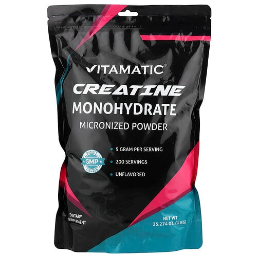 Vitamatic, Creatine Monohydrate, Micronized Powder, Unflavored, 35.274 oz (1 kg)