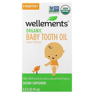 Wellements, Baby, ekologisk tandolja, 4 månader+, 15 ml