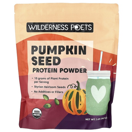 Wilderness Poets, Ekologiskt pumpafrönproteinpulver, 907 g Wilderness Poets, Ekologiskt pumpafrönproteinpulver, 907 g