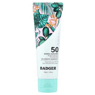 Badger, Daglig mineralsolskyddsmedel, SPF 50, 118 ml