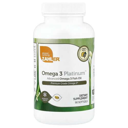 Zahler, Omega 3 Platinum™, avancerad omega 3 fiskolja, 90 mjukgelkapslar Zahler, Omega 3 Platinum™, avancerad omega 3 fiskolja, 90 mjukgelkapslar