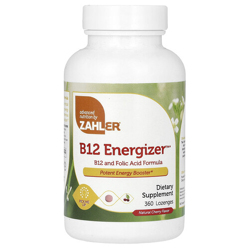Zahler, B12 Energizer, B12- och folsyraformula, naturligt körsbär, 360 sugtabletter