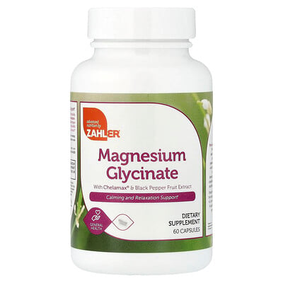 Zahler, Magnesiumglycinat med Chelamax® och svartpepparfruktextrakt, 60 kapslar