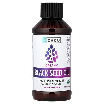 Zhou Nutrition, Ekologisk svartfröolja, 118 ml