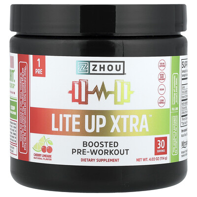Zhou Nutrition, Lite Up Xtra™, Boostad Pre-Workout, Körsbärslimead, 114 g