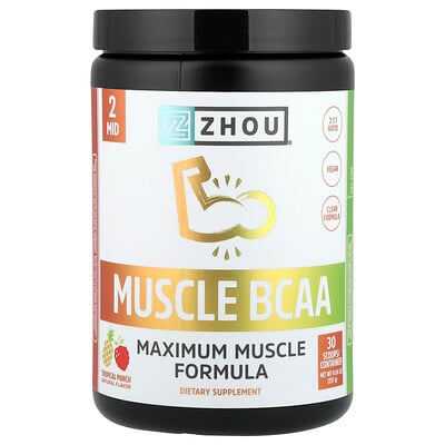 Zhou Nutrition, Muscle BCAA, Tropical Punch, 257 g